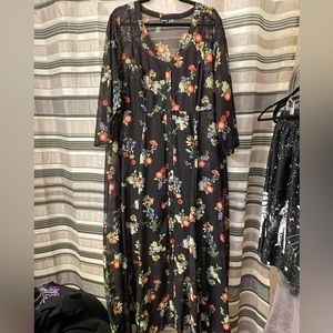 Torrid sheer lined button down flower maxi dress plus size 2